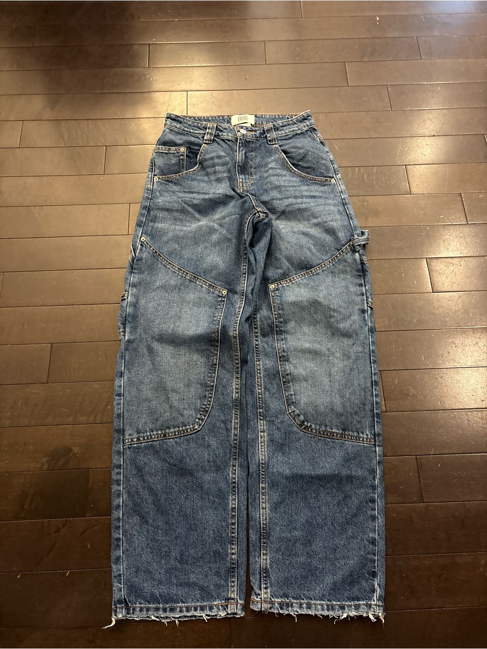 Baggy double knee Wide-Leg Utility Denim Jeans - Blue